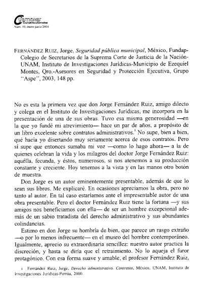 Reseña - Seguridad Pública Municipal