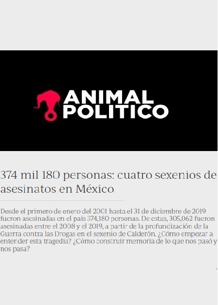 374 mil 180 personas: cuatro sexenios de asesinatos en México