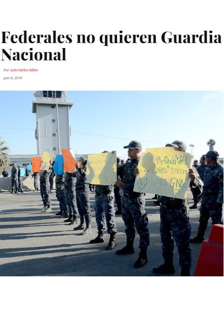Federales no quieren Guardia Nacional