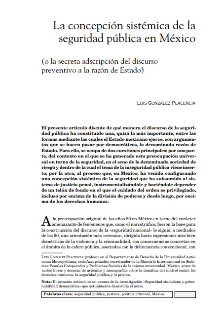 La concepción sistémica de la seguridad pública en México