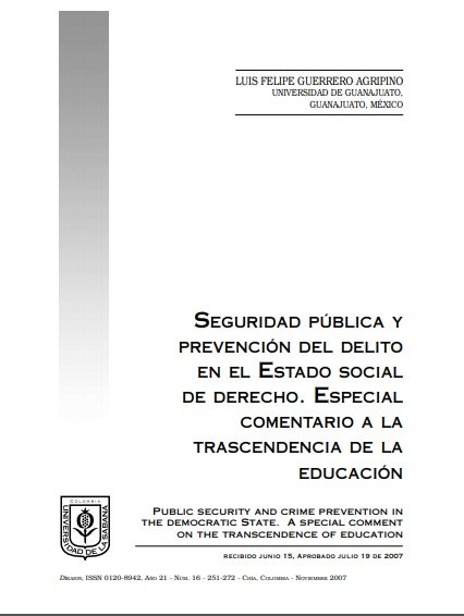 Seguridad Pública y prevención del delito en el estado social del derecho