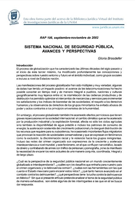 Sistema nacional de seguridad pública avances y perspectiva